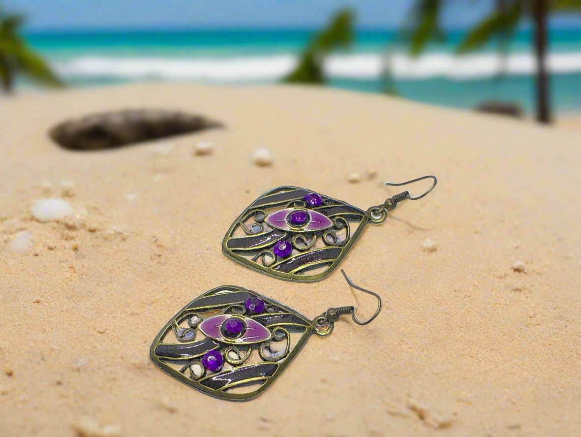 Lovely Bronze and Purple Earrings