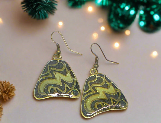 Lovely Green Glitter Earrings