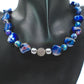 Beautiful Sea Blue Jasper, Firepolish Blue, Silver and Montana Blue, Beaded Necklace handcrafted by Artistry Jewelry