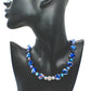 Beautiful Sea Blue Jasper, Firepolish Blue, Silver and Montana Blue, Beaded Necklace handcrafted by Artistry Jewelry