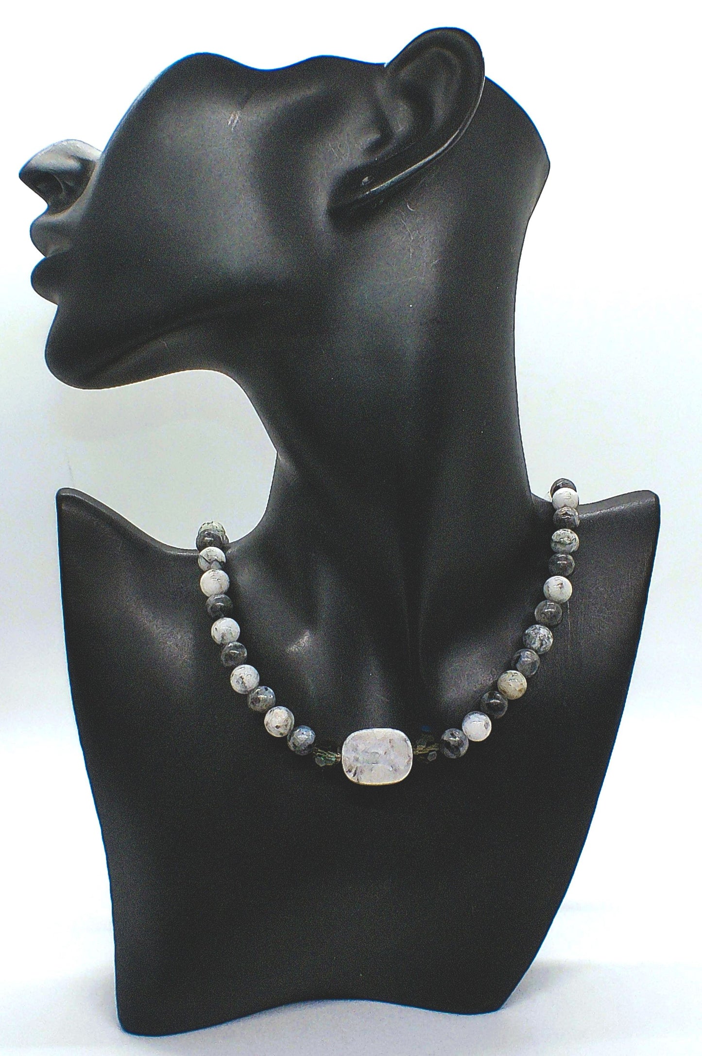 Beautiful Mountain Jade, Labradorite, Semi-precious, Beaded Necklace handcrafted by Artistry Jewelry