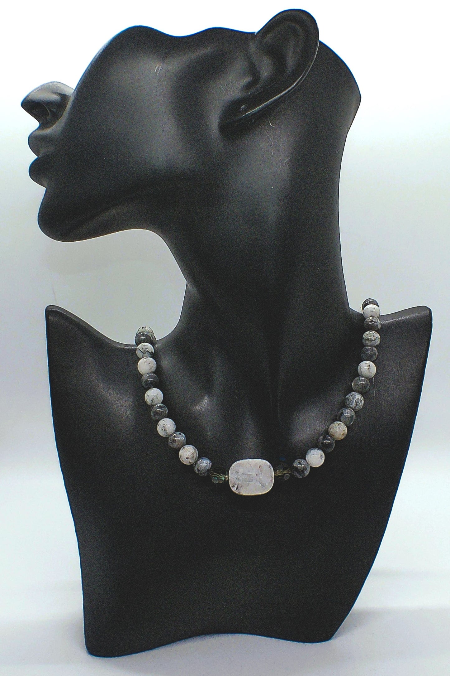 Beautiful Mountain Jade, Labradorite, Semi-precious, Beaded Necklace handcrafted by Artistry Jewelry