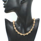 Beautiful Peach/Amber, Crystal and Cream, Golden Shadow Beaded Necklace Set handcrafted by Artistry Jewelry