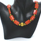 Beautiful Coral Rectangles, Antique Gold Rds, GP Hematite Semi-precisous Beaded Necklace handcrafted by Artistry Jewelry