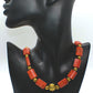 Beautiful Coral Rectangles, Antique Gold Rds, GP Hematite Semi-precisous Beaded Necklace handcrafted by Artistry Jewelry