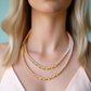 Beautiful Light Peach, Stardust, and Pearl, Two-Strand Beaded Necklace handcrafted by Artistry Jewelry