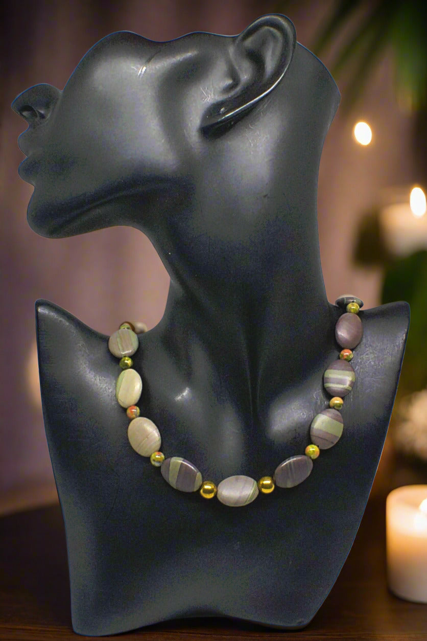 https://www.artistryjewelry.net/products/alluring-mocha-mint-jasper-unakite-and-hematite-beaded-necklace-by-artistry-jewelry