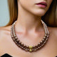 Stunning Crystal, Pearl, and Druk Two-Strand Beaded Necklace