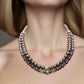 Stunning Crystal, Pearl, and Druk Two-Strand Beaded Necklace