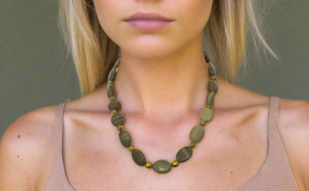 https://www.artistryjewelry.net/products/alluring-mocha-mint-jasper-unakite-and-hematite-beaded-necklace-by-artistry-jewelry