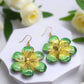 Fancy Green Flowers Earrings