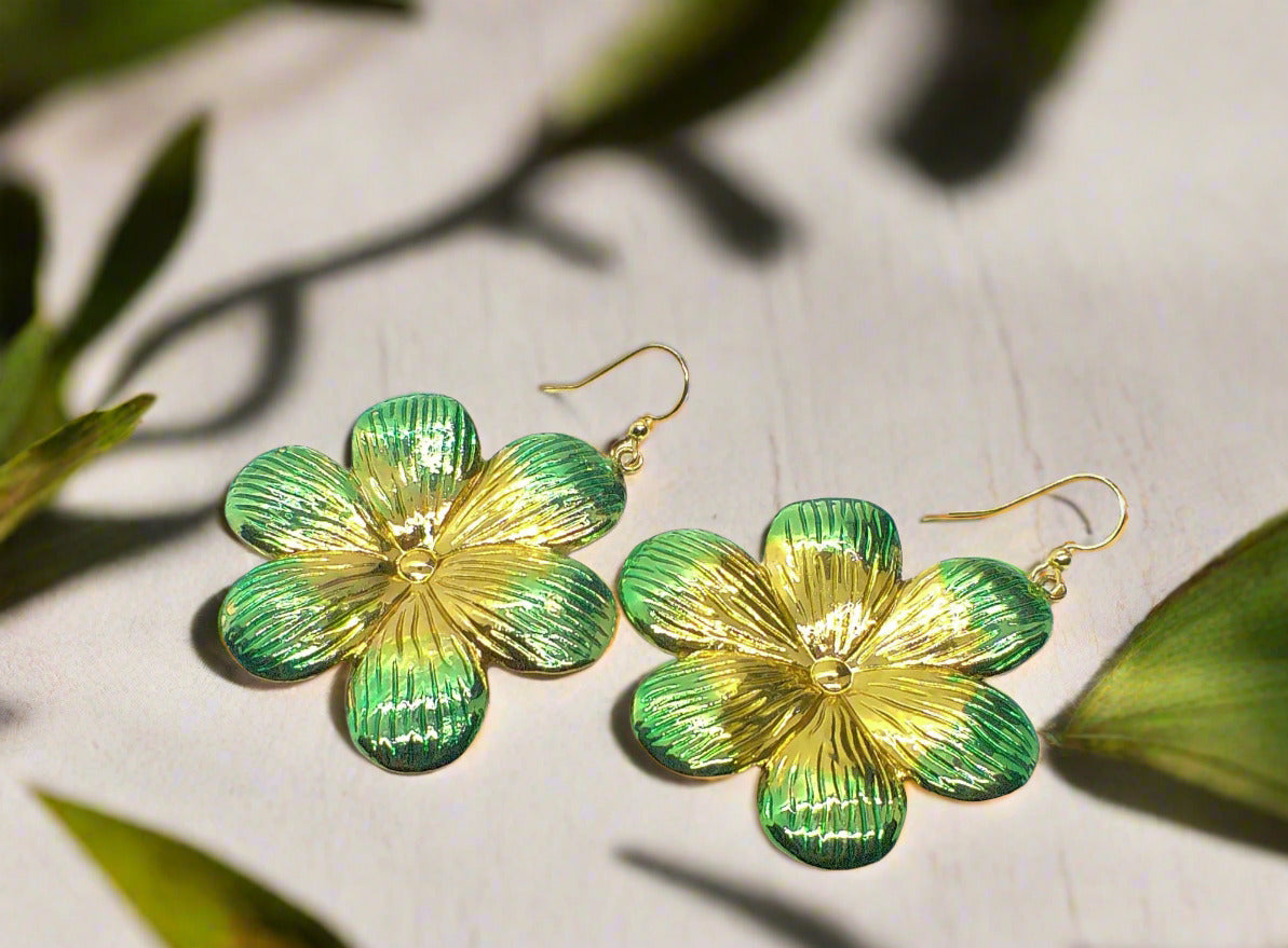 Fancy Green Flowers Earrings