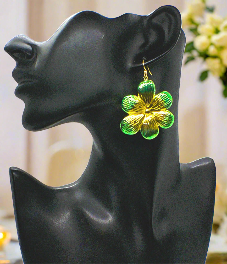 Fancy Green Flowers Earrings