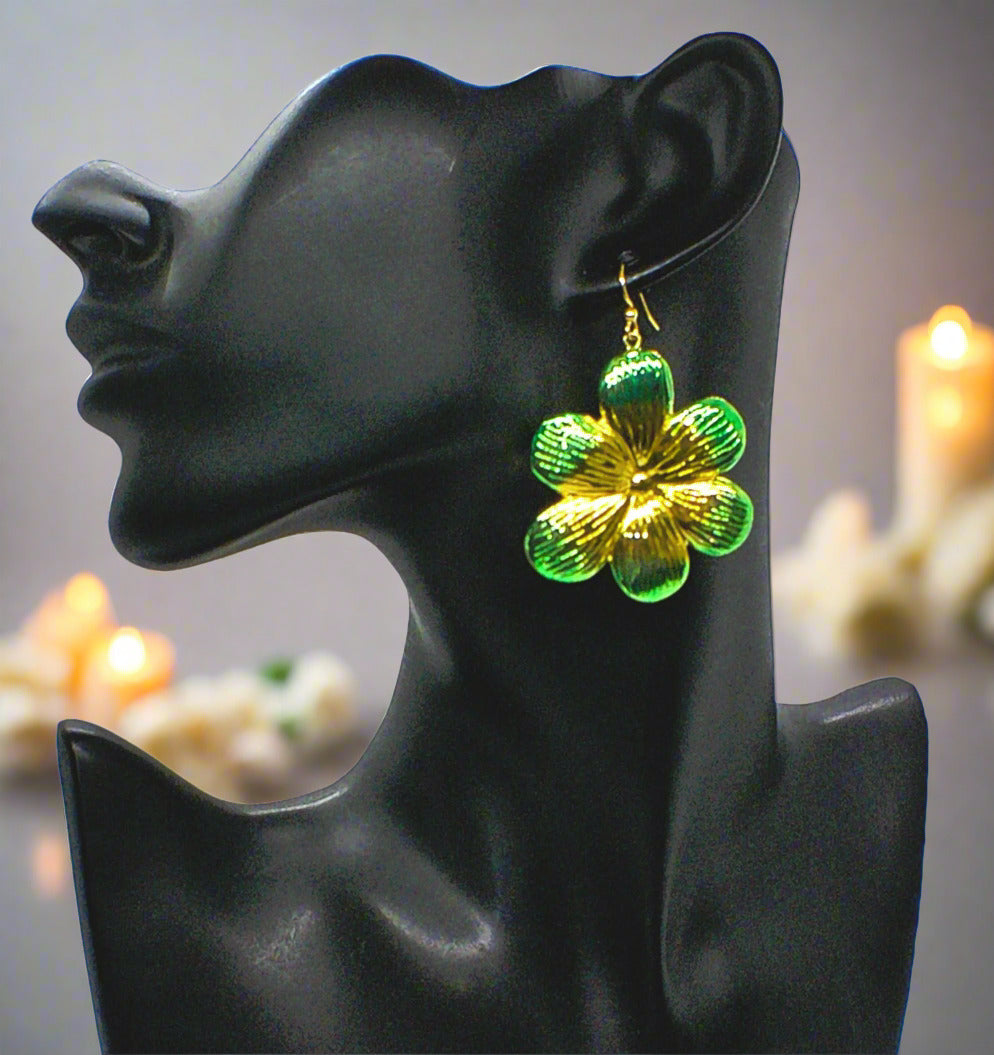 Fancy Green Flowers Earrings