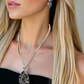 Beautiful Black, Silver, and Gray, Rhinestone, Teardrop, Double Chain Necklace Set- by Artistry Jewelry