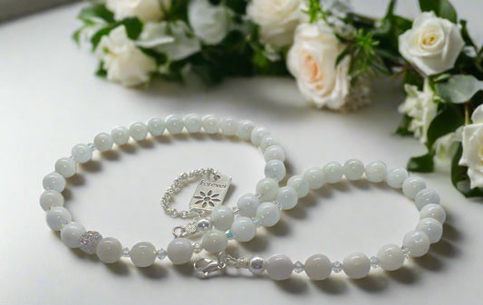 Dazzling White Moonstone and Crystal Necklace