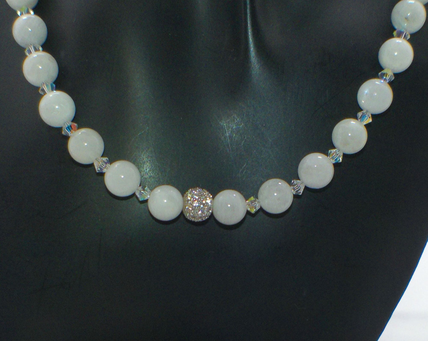 Dazzling White Moonstone and Crystal Necklace