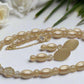 Sweet Golden Shadow Crystals, Light Peach/Champagne Beaded Necklace Set-crafted by Artistry Jewelry