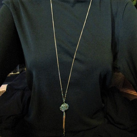 Lovely Long Green Crystal Necklace