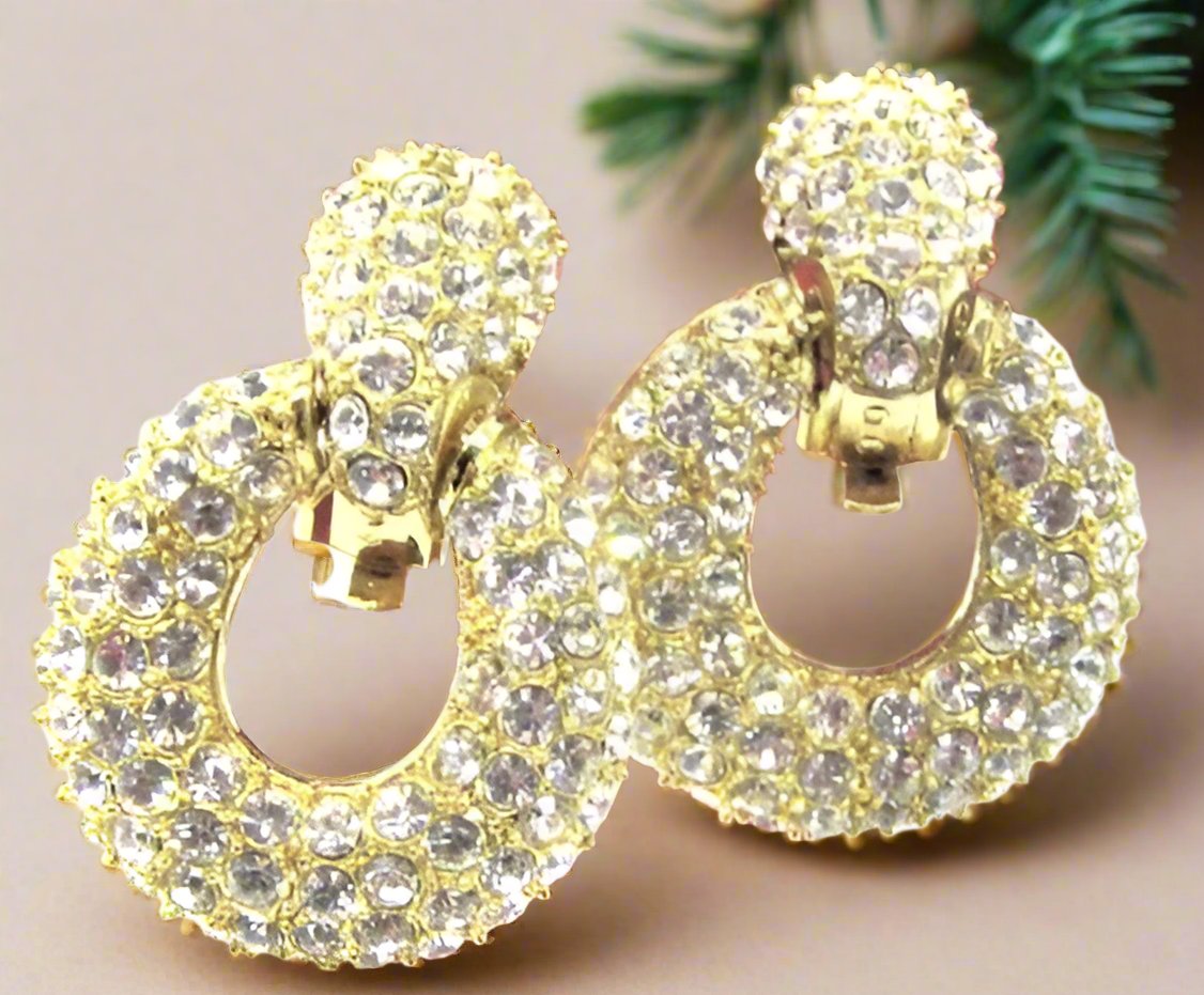 Beautiful Golden Rhinestone Earrings