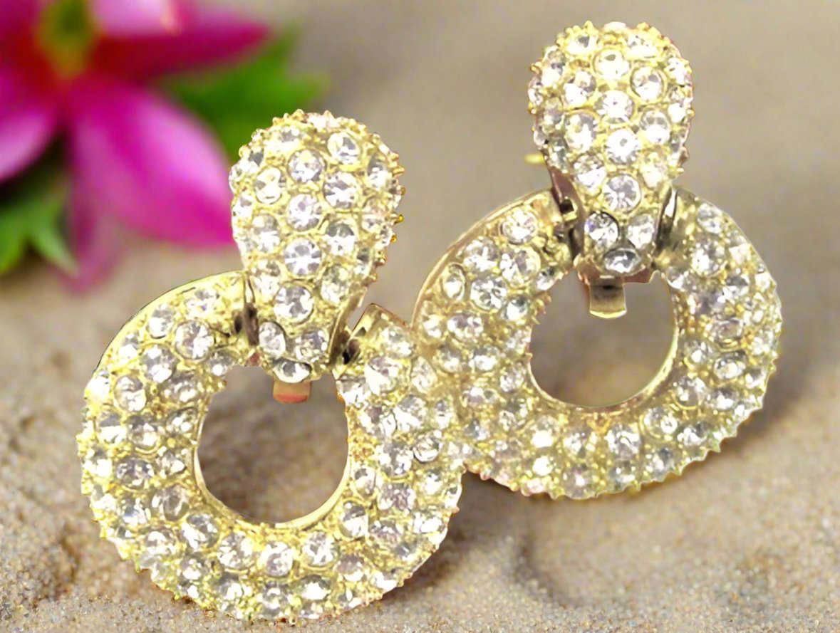 Beautiful Golden Rhinestone Earrings