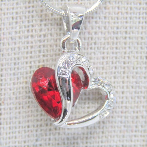 Stunning Red Crystal Heart Necklace