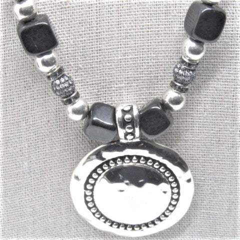 Stunning Silver and Black Necklace Set