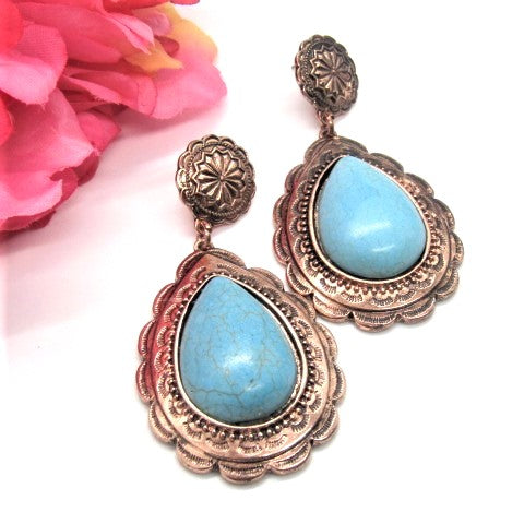 Lovely Copper Tone Teardrop Earrings