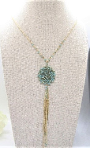 Lovely Long Green Crystal Necklace