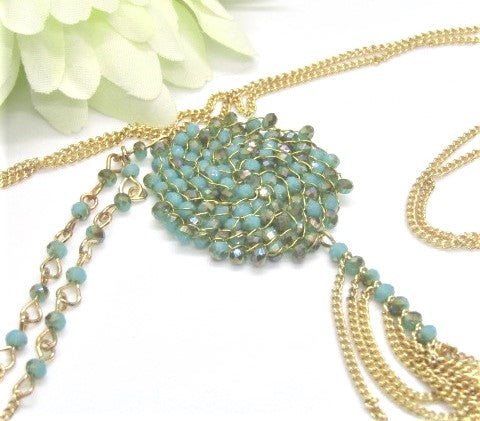 Lovely Long Green Crystal Necklace