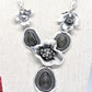 Breath Taking Black and Silver Flower Necklace Set