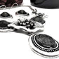 Breath Taking Black and Silver Flower Necklace Set