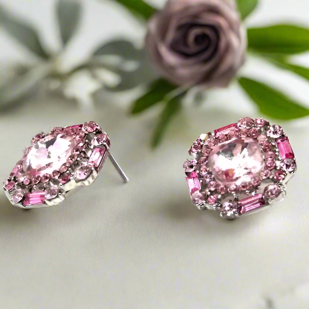 Lovely Marquise Pink Stud Earrings