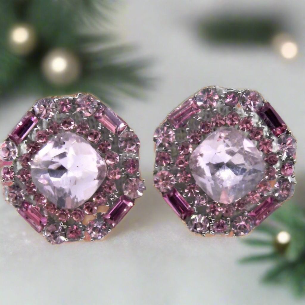 Lovely Marquise Pink Stud Earrings