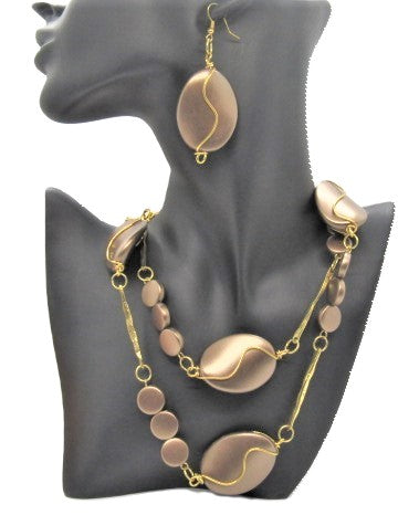 Lovely Bronze Long Necklace Set