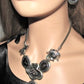 Breath Taking Black and Silver Flower Necklace Set