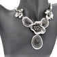 Breath Taking Black and Silver Flower Necklace Set