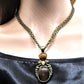 Marvelous Antique Brown and Orange Pendant, Steel Chain Necklace Set, One-of-a-Kind-by Artistry Jewelry