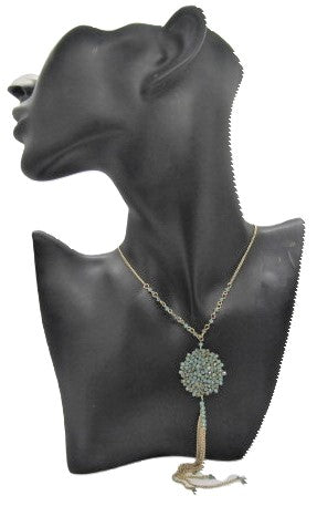 Lovely Long Green Crystal Necklace