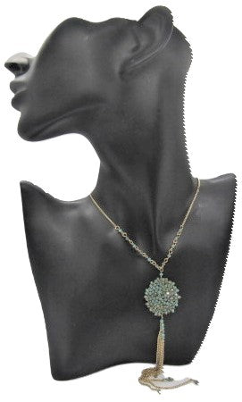 Lovely Long Green Crystal Necklace