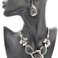 Breath Taking Black and Silver Flower Necklace Set