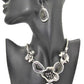 Breath Taking Black and Silver Flower Necklace Set