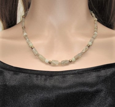 Tantalizing Opal Crystals, Natural Magnesite and Italian Onyx, Two-Strands, Beaded Necklace - crafted by Artistry Jewelry