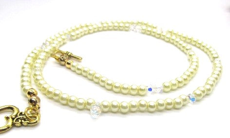 Gorgeous Yellow Pearl Beads,Briolette Crystals, and Cubic Zirconia, One-of-a-Kind Beaded Necklace-handcrafted by Artistry Jewelry