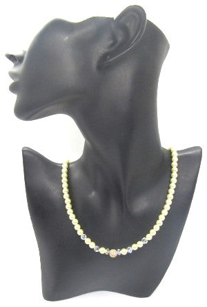 Gorgeous Yellow Pearl Beads,Briolette Crystals, and Cubic Zirconia, One-of-a-Kind Beaded Necklace-handcrafted by Artistry Jewelry