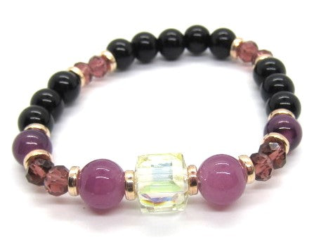 Amethyst and Black Garnet Yoga Bracelet