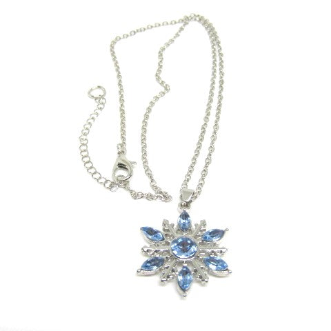 Lovely Blue Winter Snowflake Necklace