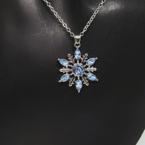 Lovely Blue Winter Snowflake Necklace