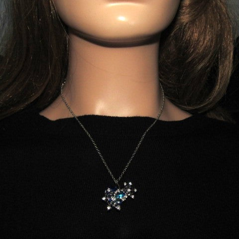 Beautiful Blue Heart and Snowflake Necklace