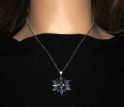 Lovely Blue Winter Snowflake Necklace